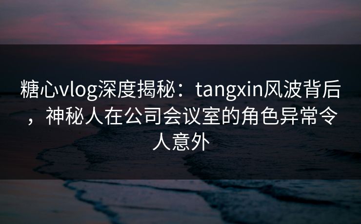 糖心vlog深度揭秘：tangxin风波背后，神秘人在公司会议室的角色异常令人意外