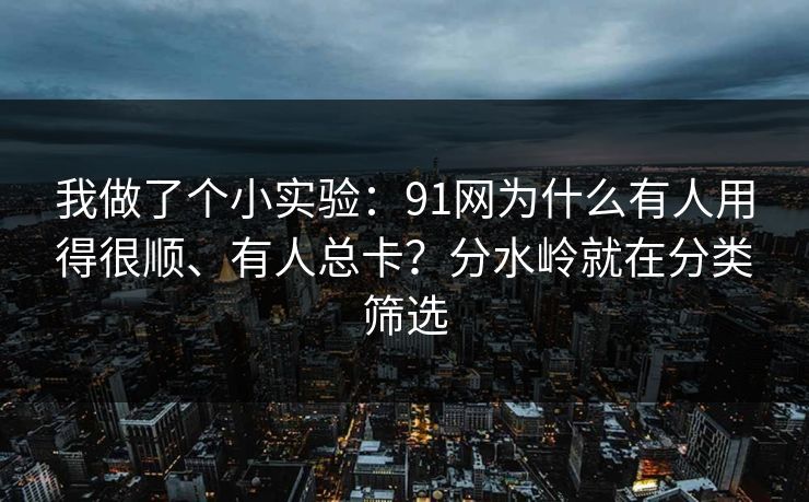 我做了个小实验:91网为什么有人用得很顺、有人总卡?分水岭就在分类筛选 第1张 我做了个小实验:91网为什么有人用得很顺、有人总卡?分水岭就在分类筛选 第1张