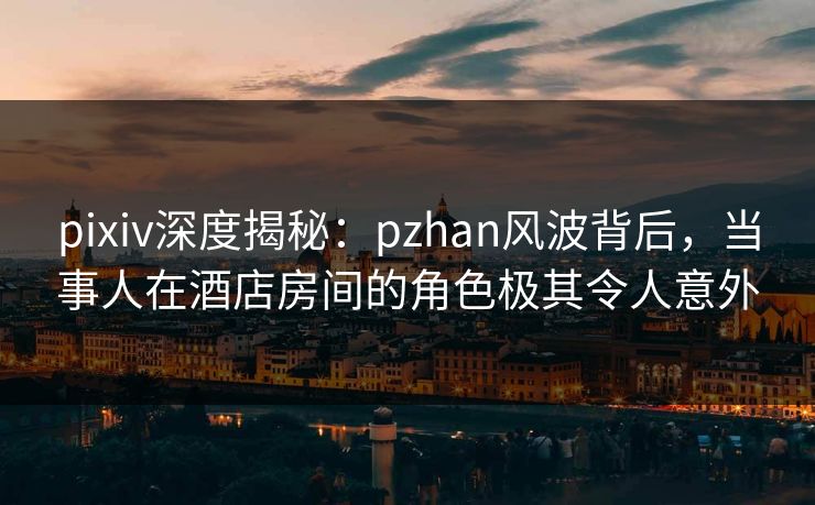 pixiv深度揭秘：pzhan风波背后，当事人在酒店房间的角色极其令人意外  第1张