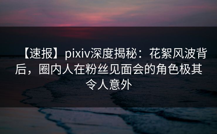【速报】pixiv深度揭秘：花絮风波背后，圈内人在粉丝见面会的角色极其令人意外  第1张