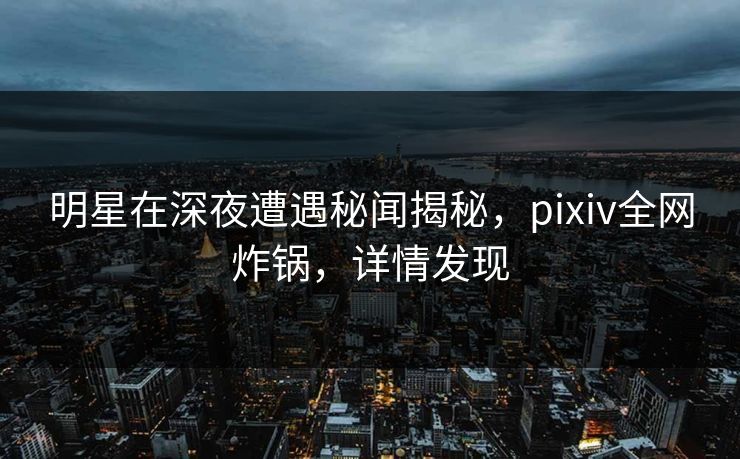 明星在深夜遭遇秘闻揭秘，pixiv全网炸锅，详情发现  第1张