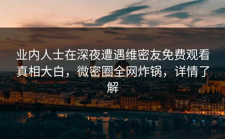 业内人士在深夜遭遇维密友免费观看真相大白，微密圈全网炸锅，详情了解  第1张