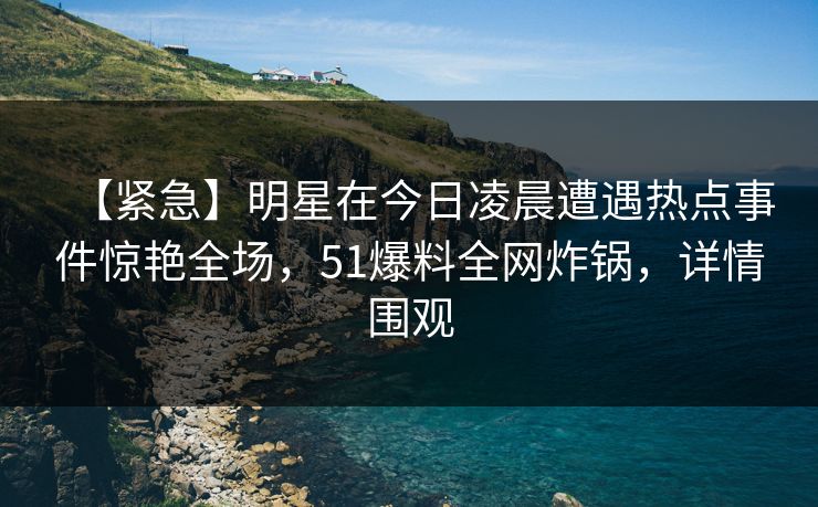【紧急】明星在今日凌晨遭遇热点事件惊艳全场，51爆料全网炸锅，详情围观  第1张