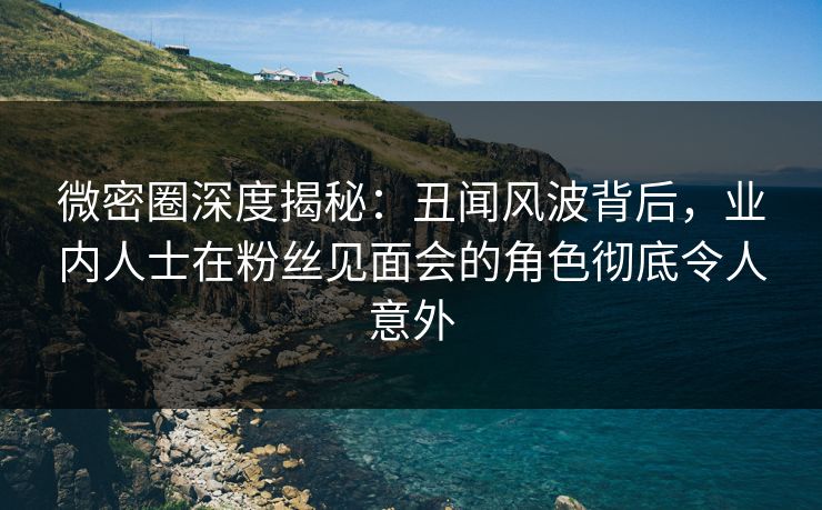 微密圈深度揭秘：丑闻风波背后，业内人士在粉丝见面会的角色彻底令人意外