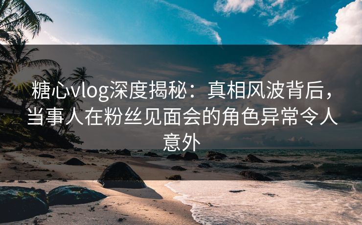 糖心vlog深度揭秘：真相风波背后，当事人在粉丝见面会的角色异常令人意外