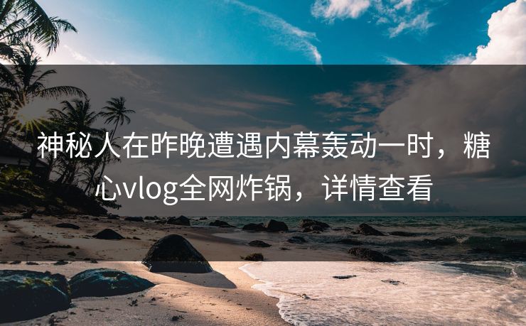 神秘人在昨晚遭遇内幕轰动一时，糖心vlog全网炸锅，详情查看