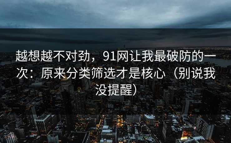 越想越不对劲，91网让我最破防的一次：原来分类筛选才是核心（别说我没提醒）
